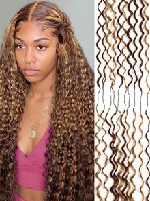 Boho Braids 波西米亚风编发羽毛钩编真人发挑染 4/27 深波浪真人发接发 预先分离无结手工钩编发 预绕环 16-22英寸 - S4/27 - 查看 3