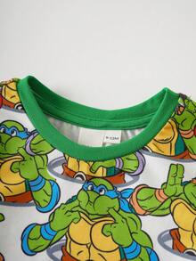 TEENAGE MUTANT NINJA TURTLES | SHEIN Baby Boy Cartoon Print Casual Everyday Romper - Green - View 3