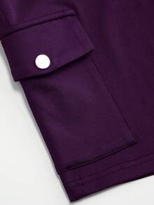 SHEIN LUNE Plus Size High Waist Fold-Over Cargo Running Shorts With Pockets, Tummy Control & Butt Lifting - Purple - View 4