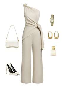 Franclia Women's Vacation Style Sleeveless Jumpsuit - Khaki - View 1