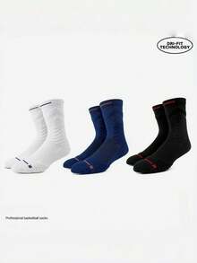 3 pares de calcetines de baloncesto de colores mixtos, calcetines con fondo de toalla para hombres, calcetines de compresión para fútbol, running y actividades al aire libre - Multicolor - Ver 5