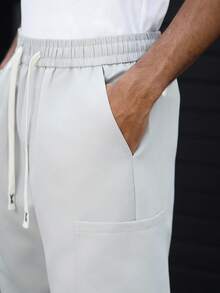 SLATEMANN Men's Drawstring Waist Pockets Casual Versatile Daily Wear Pants - Beige - View 6