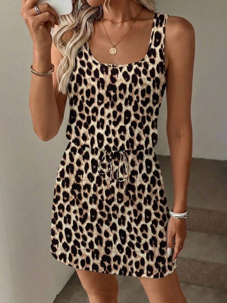 SHEIN LUNE Vestido corto casual estampado para mujer, adecuado para primavera y verano - Multicolor - Ver 1