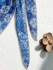 Elavelle 女士随机印花系带罩衫，春夏款 - 彩色 - 查看 6