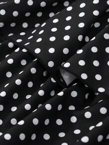 SHEIN 2件套女童波点条纹字母单肩优雅短袖上衣搭配层叠荷叶边半裙套装，适合派对、外出、日常穿着。女童套装，女童波点半裙，佐伊套装，女童棒球服，女童服装，青少年女童服装。 - 彩色 - 查看 5