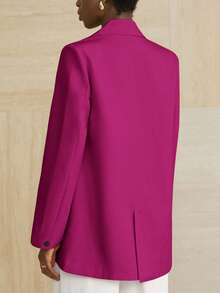 Aveloria Modichic Women's Business Style Solid Color Double-Breasted Blazer Jacket For Commuting, Autumn  - Rose Red - View 2