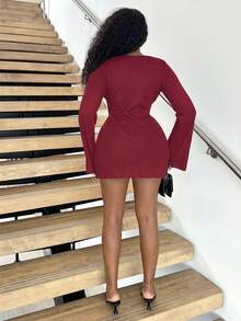 Alexandranx METAL DECOR CUT OUT COVER UP DRESS FOR SUMMER BEACH VACATION - Burgundy - View 2
