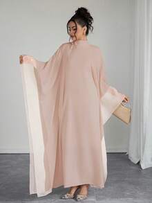 SHEIN Raffinéa Đầm nữ thanh lịch màu trơn cổ đứng tay loe dáng rộng - Hồng - Xem 6