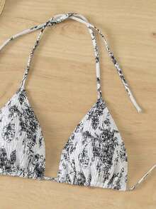 Swim Mod Women's Printed Minimalist Daily Swimsuit Top, Random Print Bathing Suit Tops For Women - Black and White - View 6