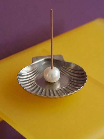 Joivida 1/2 lư hương hình vỏ sò ngọc trai, chất liệu kim loại, lý tưởng cho gia đình, yoga, thiền định, spa và trang trí tâm linh, tương thích với nhang que và nhang nón, món quà hoàn hảo cho người thực hành tâm linh và những người yêu thích spa.