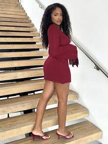 Alexandranx METAL DECOR CUT OUT COVER UP DRESS FOR SUMMER BEACH VACATION - Burgundy - View 3