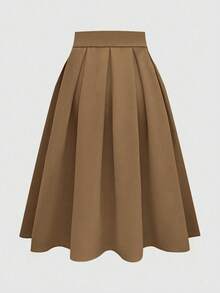 Olithes Women's Casual Pleated Skirt, Versatile For Spring & Autumn - Khaki - View 2