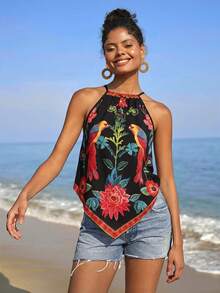 Travachic 女士梭织印花露肩背心 - 彩色 - 查看 6