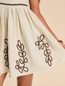 Travachic 撞色刺绣连衣裙、度假装、波西米亚风、乡村音乐会装、节日庆典装、女士沙滩装、女士夏季装、复古富贵风、毕业礼服、夏季阳光连衣裙、女士生日礼服、波西米亚优雅碎花白色休闲夏季度假装、休闲优雅女士度假装、亮片女士嘉年华、情人节、婚礼派对、音乐节装 - 杏色 - 查看 7