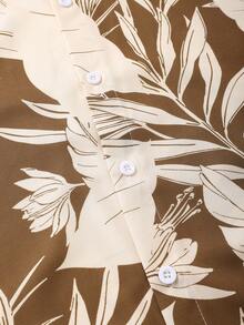 Manfinity RSRT Bộ đồ đi biển cỡ lớn dành cho nam giới, gồm áo sơ mi ngắn tay và quần short in họa tiết cây nhiệt đới. - Nhiều màu - Xem 5