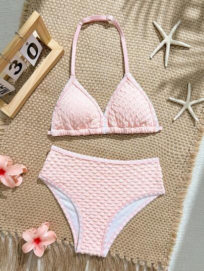 Bộ bikini tam giác họa tiết hoa đặc biệt dành cho bé gái tuổi teen, thích hợp cho kỳ nghỉ, bãi biển và bơi lội.