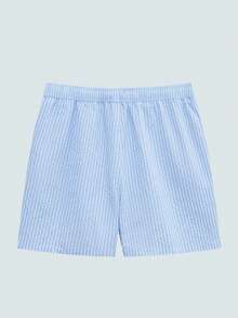 Modcrash 男士条纹印花抽绳腰沙滩短裤男士沙滩装 - 淺藍色 - 查看 2