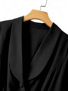 GlowEve CURVE 大码女士优雅无袖圆领纽扣装饰A字连衣裙，夏季通勤装，毕业典礼、节日、情人节、音乐节等场合皆宜 - 黑色 - 查看 3