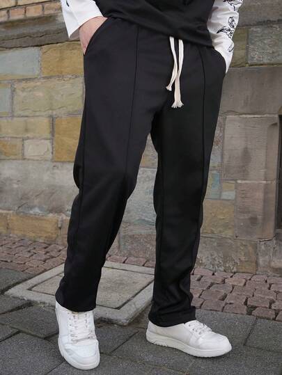 LEOGASHI LEOGASHI 男士抽绳宽松直筒运动户外休闲裤，商务正装风格，秋季