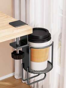 Bộ 1 giá đỡ cốc cố định, chống trượt, kệ gấp gọn tiết kiệm không gian bàn làm việc, phụ kiện phòng tắm và dụng cụ nhà tắm được lắp đặt ở bên hông văn phòng, không gian trong nhà và phòng học. - Màu đen - Xem 4