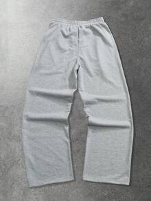 ROMWE MEN Goth Quần nỉ nam in họa tiết kiểu dáng thường ngày - Xám - Xem 2