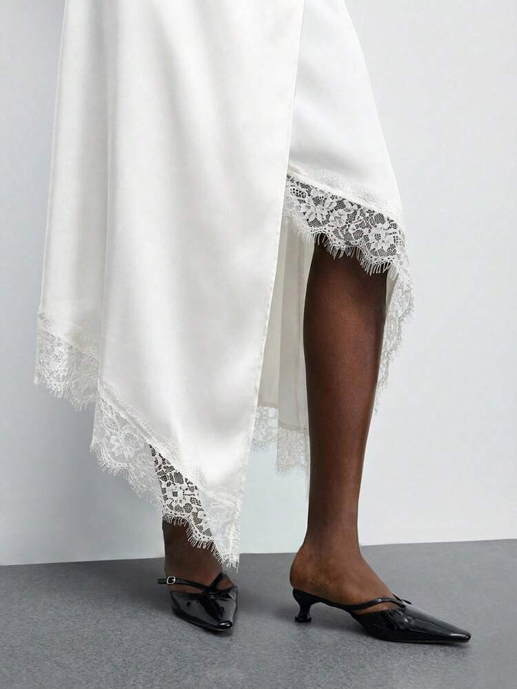 SHEIN Maija Gonna midi aderente in vita alta con spacco elegante MAIJA