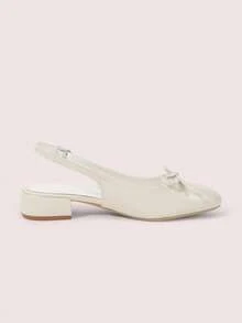 CUCCOO DOLLMOD Women's Shoes Round Toe White Patent Leather Bow Decoration Back Strap Low Heel Cute College Mary Jane Thick Heel High Heel Sandals Summer Shoes - White - View 3