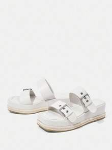 HighSole Women's Thick-Soled Sandals, Casual Solid Wedge Sandal Vacation Shoes Summer - Apricot - View 9