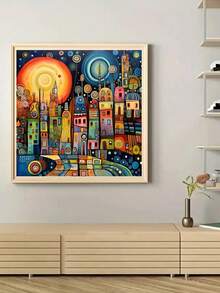Van Gogh Starry Sky Over Rhone, Dream House, 5d Diamond Painting Mosaic Rhinestone Sticker, Modern Art Round Hanging Painting, Home Decor For Living Room, Suitable For Novices Diamond Painting Kit - Multicolor - View 2