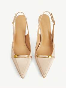 CUCCOO CHICEST 女士时尚杏色基本款优雅金属装饰高跟鞋 - 紫紅色 - 查看 2