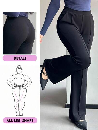 Dazy Plus 大码女式纯色弹力紧身喇叭腿休闲裤，适合所有季节的女式正装裤秋季