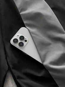 EVRINFINITE 男士黑色立領長袖梭織寬鬆夾克，休閒拉鍊口袋外套，春秋舒適層搭日常穿著，送給父親/丈夫的禮物 - 黑色 - 查看 7