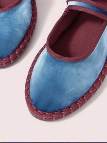 CUCCOO DOLLMOD Retro Contrast Trim Casual Comfortable Versatile Flat Shoes, Suitable For Walking, Travel And Vacation - Dusty Blue - View 8