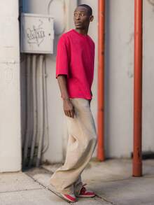 BelSigned BelSigned 男士休闲梭织宽松长裤，日常年轻休闲风格 - 卡其色 - 查看 4