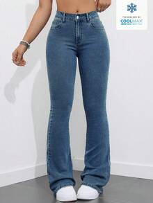 Flexra Quần jeans ống loe nữ, thích hợp mặc hàng ngày. - Rửa trung bình - Xem 6