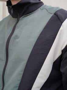 LEOGASHI LEOGASHI 男士撞色拉链高领休闲长袖外套，秋季款 - 彩色 - 查看 3