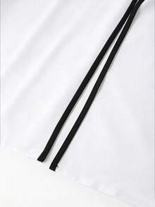 GlowEve CURVE 大码女式经典黑白撞色宽松A字连衣裙，松紧腰身，适合工作和日常穿着。 - 白色 - 查看 4