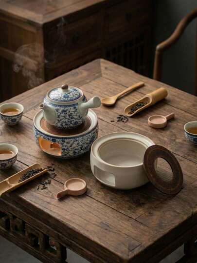 Cirelle 陶瓷茶壶保温器 - 优雅的烛光加热架，可保持茶水温度，是下午茶必备佳品和餐桌装饰品