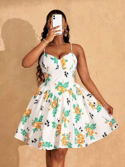 Lunelith SHEIN Lunessa Elegant Ditsy Floral Sleeveless Midi Dress For Women