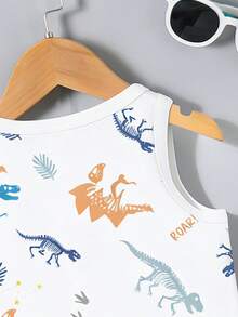 2pcs Baby Boy Outfit, Cute Casual Dinosaur Print Vest Top And Shorts Set, Suitable For Summer Outings - Multicolor - View 6