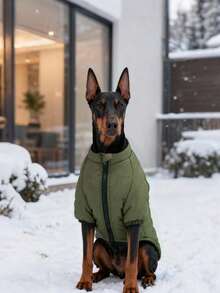 2pcs Set / Group Thickened Fleece Jacket For Medium To Large Dogs - Dark Green - View 3