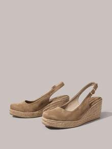 Styleloop Giày đế xuồng cao gót nữ, chất liệu giả da lộn, gót dây thừng, phụ kiện không thể thiếu cho kỳ nghỉ, phong cách bohemian, lễ hội âm nhạc, trang phục dự tiệc, phong cách retro Mỹ. - Cà phê - Xem 2