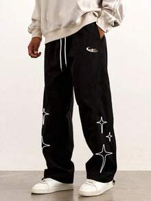 Sport MetroGents Men's Star Print Drawstring Waist Sweatpants - Black - View 1