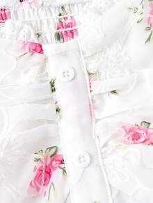 SHEIN MOD Đầm midi mùa hè tay ngắn xếp ly màu trắng in hoa thanh lịch dành cho nữ cỡ lớn - Nhiều màu - Xem 5