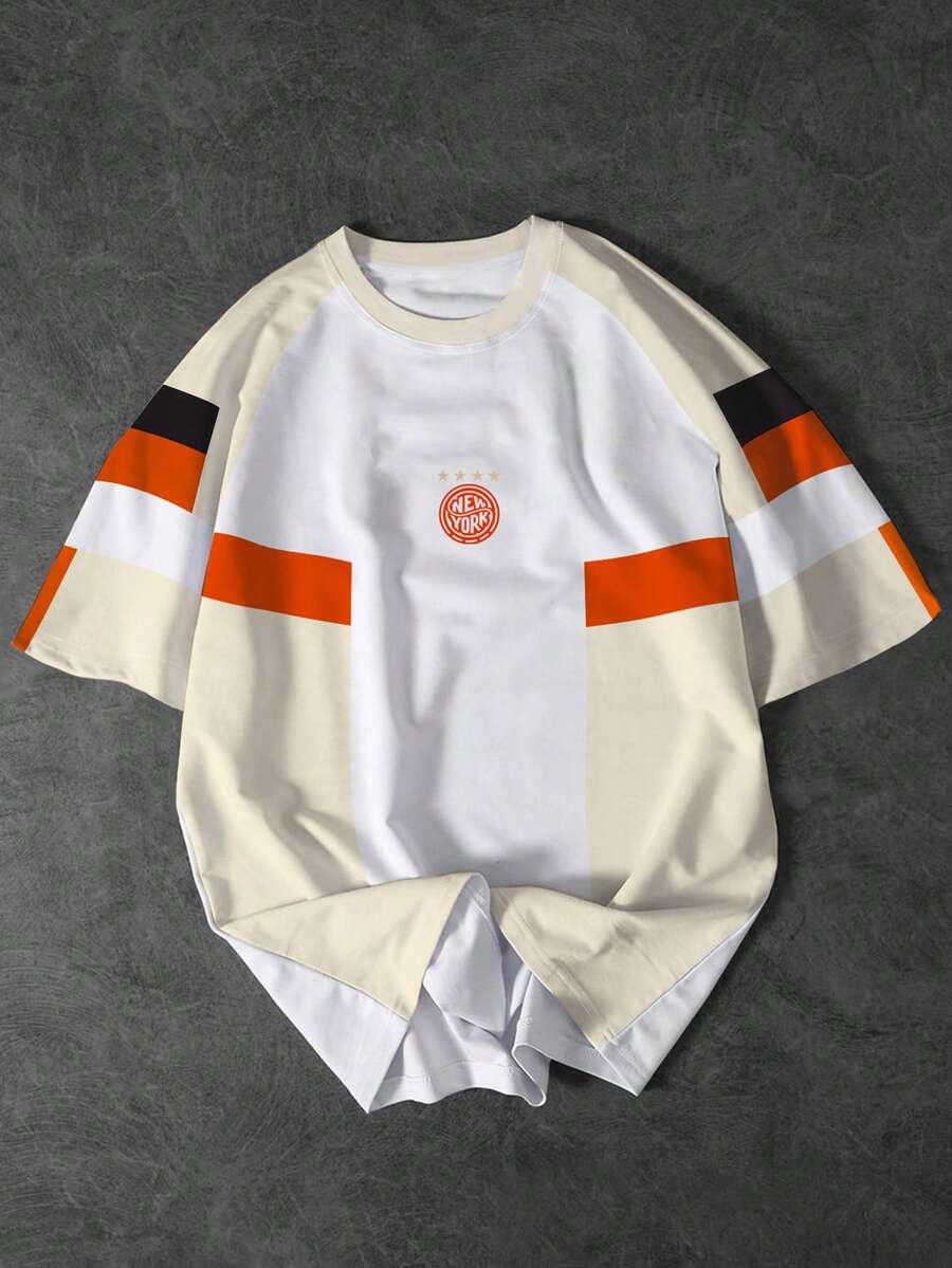 Manfinity EMRG Men's Casual Sports Contrast Color Raglan Sleeve Short Sleeve T-Shirt - Multicolor - View 1