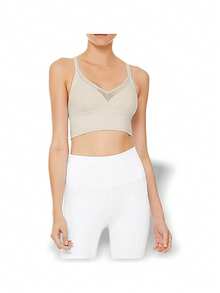 Alo Yoga Long Bra SNEAK Sweat Absorption Breathable Lightweight Soft Stretch Easy To Wash Running Sports Women Beige W9270R - BONE - Màu be - Xem 1