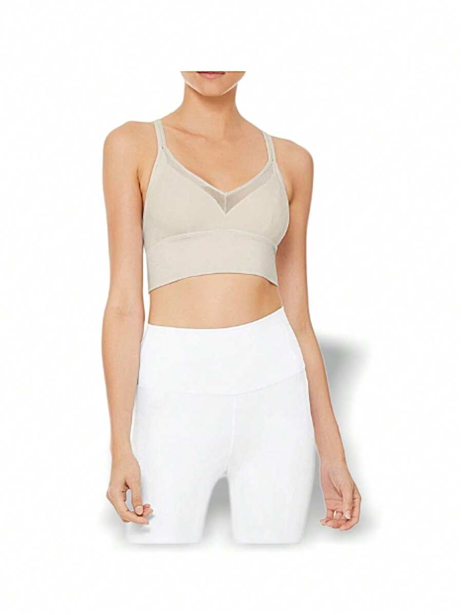 Alo Yoga Long Bra SNEAK Sweat Absorption Breathable Lightweight Soft Stretch Easy To Wash Running Sports Women Beige W9270R - BONE - Màu be - Xem 1