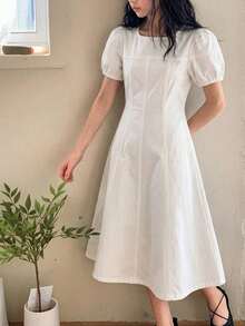 DAZY Tween Girls Denim Short Sleeve Dress, Fall Sun Dresses For Girl - White - View 4