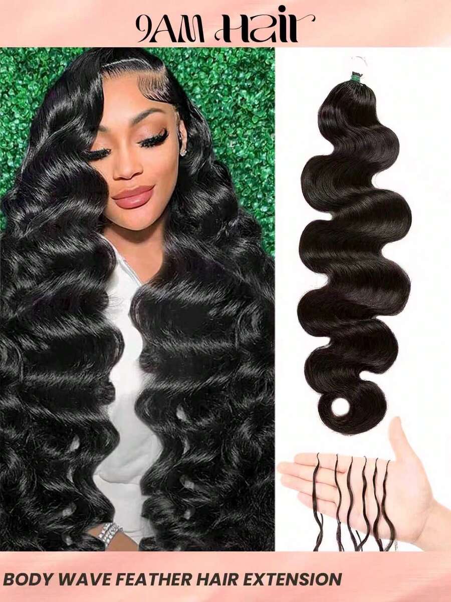 Boho Braids Feather Crochet Human Hair Body Wave Human Hair Extensions Pre Separated Knotless Handmade Bundles Crochet Hair For Braiding Pre Looped 16-22Inch Natural Black - Natural Black - View 1