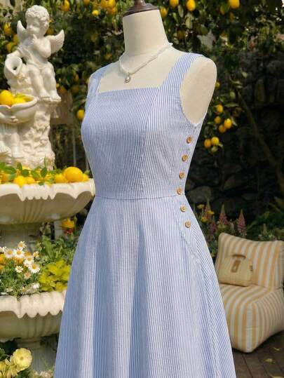 Vintamour Vestido Vintage Retrô Elegante Feminino com Bolsos e Botões, Casual, de Férias, Roupas de Verão para Mulheres, Roupas de Férias Femininas, Vestidos Românticos de Verão, Vestidos de Verão para Mulheres, Roupas de Praia para Mulheres, Roupas dos Anos 90 Vestidos Femininos, Roupas de Verão Elegantes, Roupas de Primavera para Mulheres, Vestidos de Primavera para Mulheres, Vestidos de Verão para Mulheres, Vestido de Férias, Vestido de Praia, Vestidos Soltos para Mulheres, Vestido Azul, Vestido de Páscoa Feminino, Roupas de Verão Femininas, Vestidos para Férias